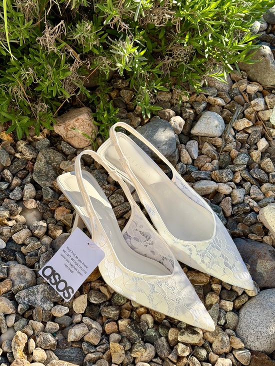 ASOS Shoes - ASOS Ivory Lace Slingback Heels